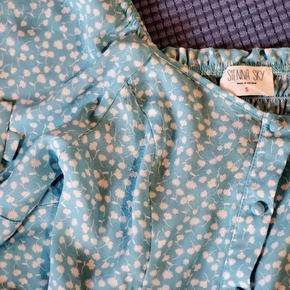 Sienna Sky Light Blue Floral Mini Dress - Picture 6 of 13